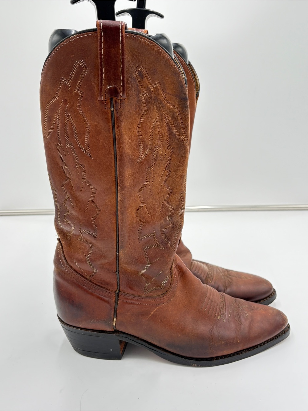 Vtg 90s Dan Post Made in USA Brown Leather Cowboy Western Boots Men’s Size 8.5